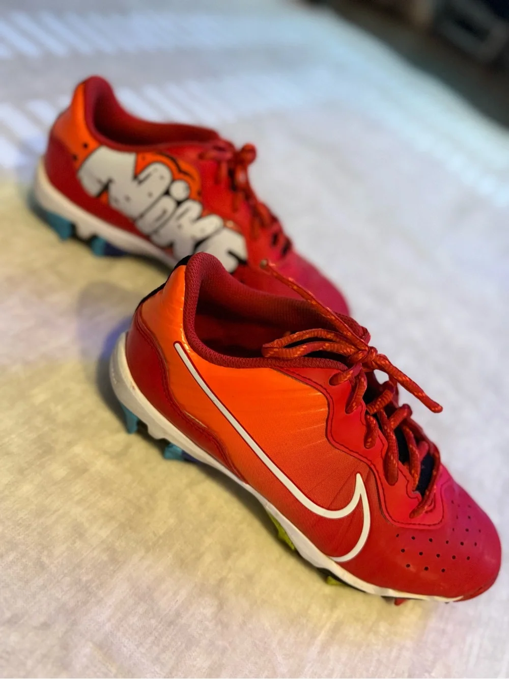 Nike Kids Red and Orange Soccer/Football Sneakers